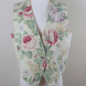 Evans Floral Canvas Cloth Vest Size Large